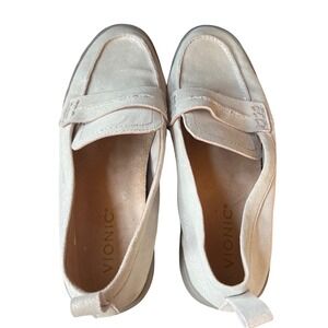 Vionic Uptown Penny Metallic Suede  Loafers Cream Orthotic Shoes Chic
Womens 8.5
